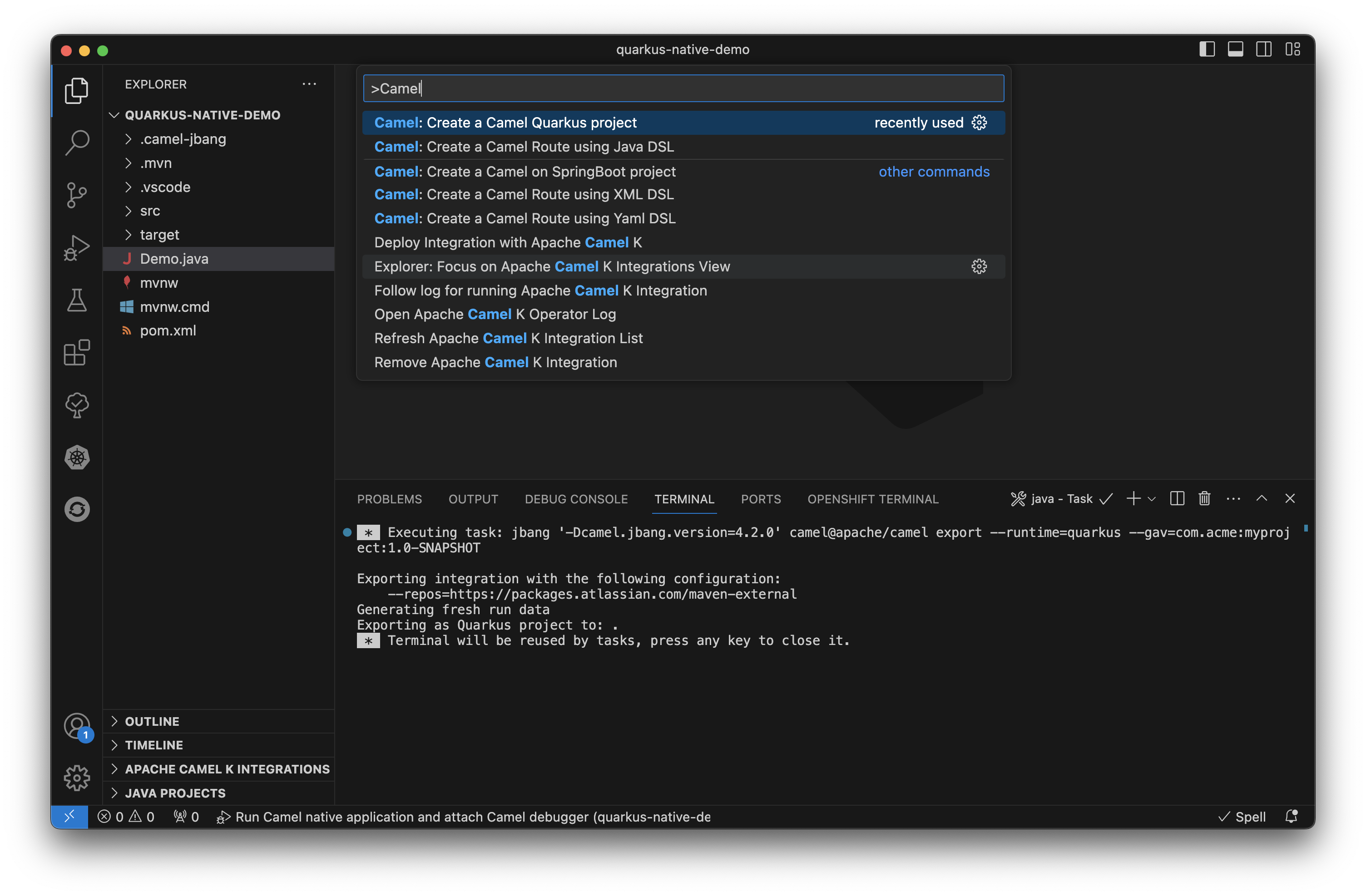 Create a Camel Quarkus project